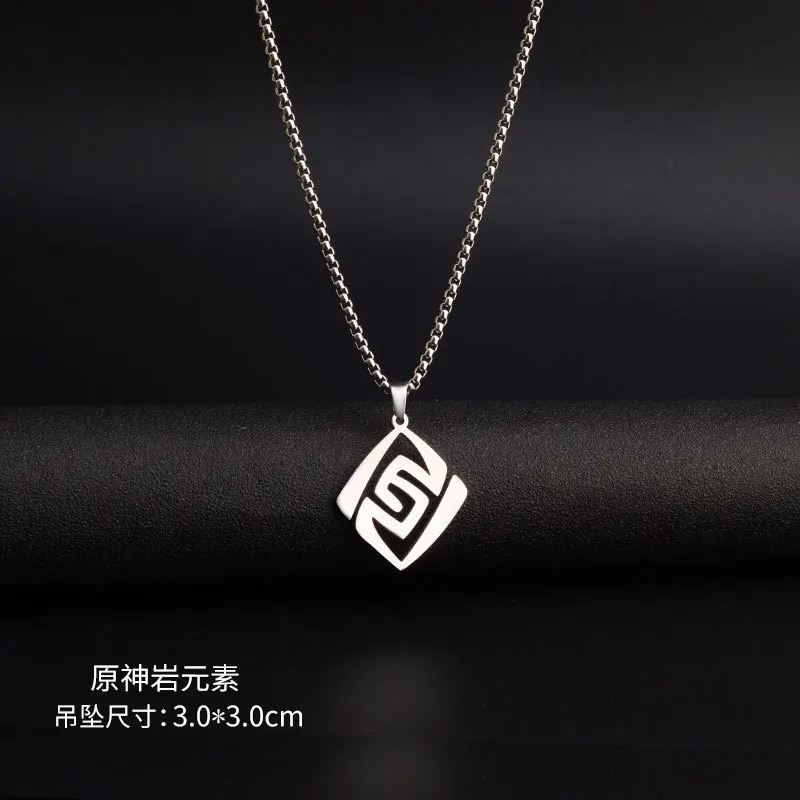 Genshin Impact Vision Necklace Stainless Steel Necklace 50cm Chain Length Seven Elements Hydro Dendro Electro Geo Pyro Anemo Cry