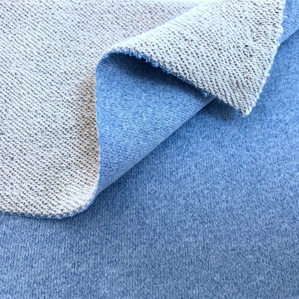 Twill knit sports hoodie clothing melange 70 polyester 30 cotton terry fabric flannel fabric