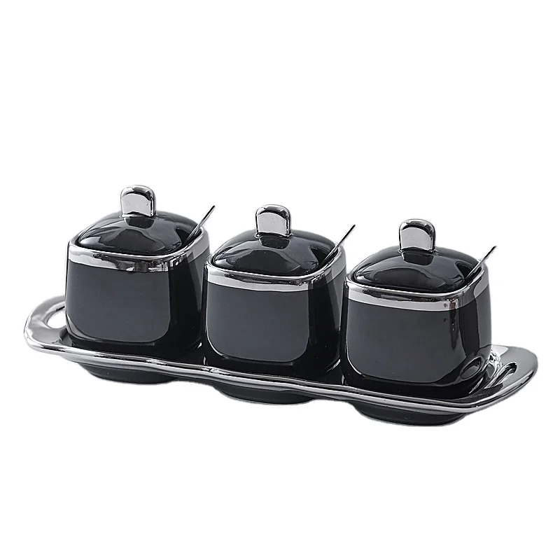 Luxurious Ceramic Kitchen Suit for Household Coffee Tea Sugar Spice Seasonings Set