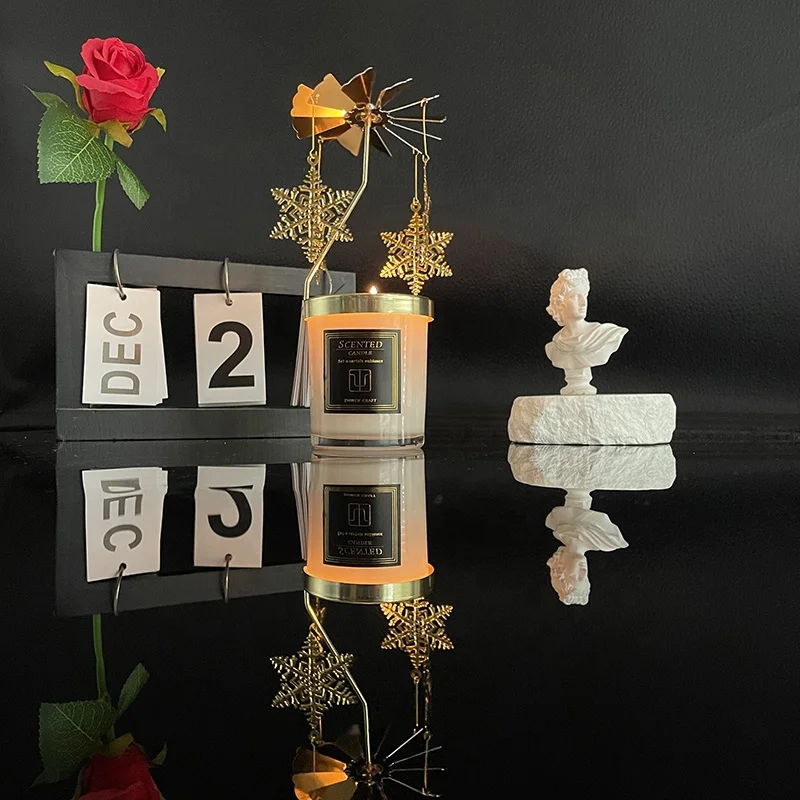 Nordic Home Decor Rotating Candlestick Carousel Carousel Metal Gold And Silver Custom Sized Glass Scented Candles