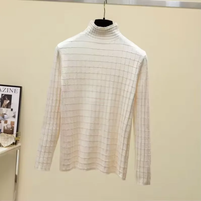 Winter Fall Plain Bottoming Shirt Long Sleeves Pullover Solid Soft Womans Knitted Sweater