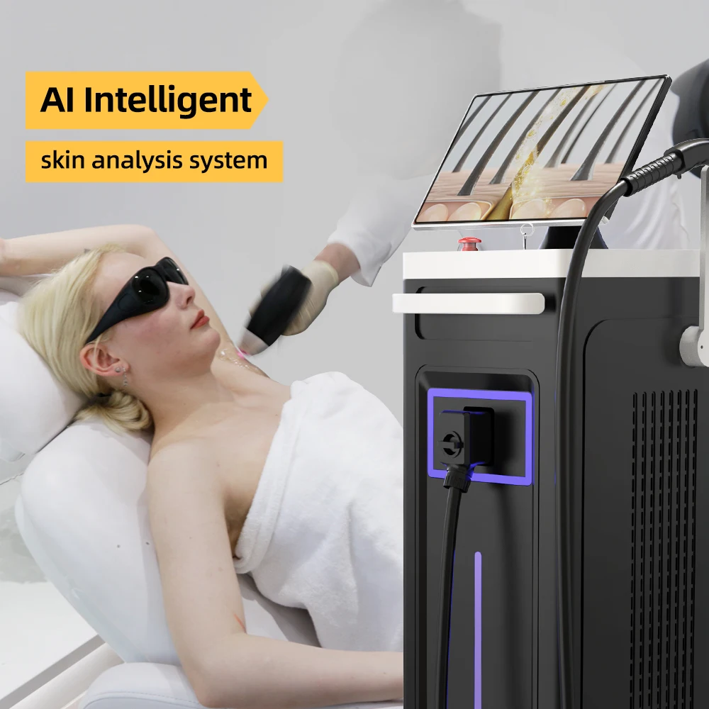 KM LASER light shell hair removal diode laser handle AI adjustable 755nm 808nm 1064nm professional diode laser