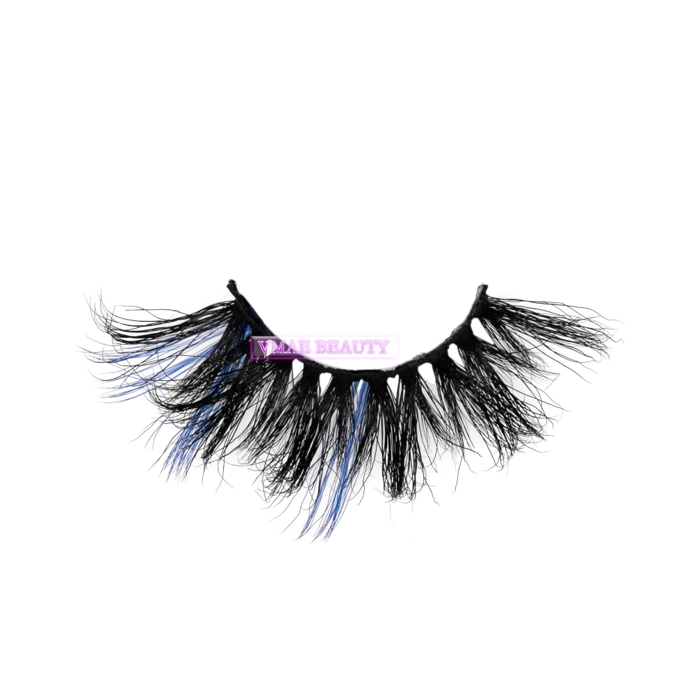 VMAE Hot Sale Cruelty-free Reusable 15 Times Black Band Thickness Colorful Mink Eyelashes 25mm Full Strip Lashes