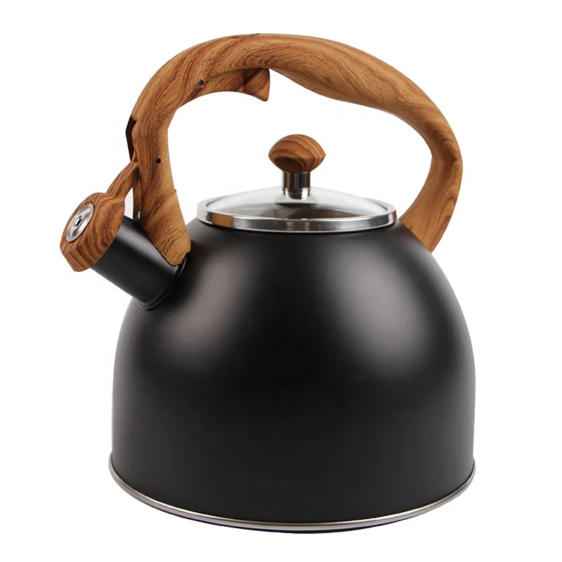 New design 3L color coating stainless steel stove top  whistle kettle whistling tea pot with glass lid