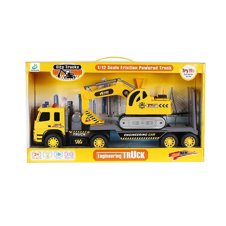 
toy child games cars kids toys construction vehicle semi trailer truck and excavator 
