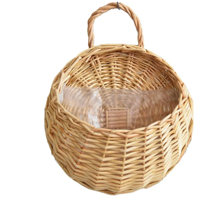 Wholesale  modern hand made Wicker rattan Woven Basket Wall Decor  hanging baskets