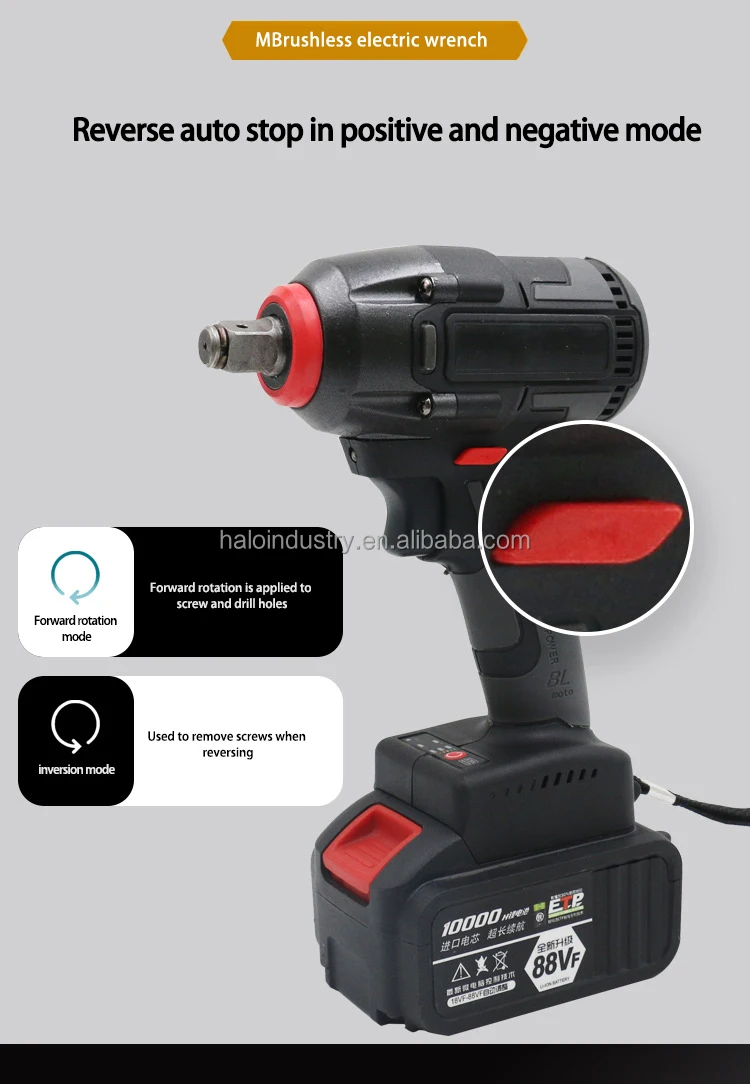 Cordless Impact Wrench 1/2 Inch, Impact Wrench Kit w/Premium Brake Stop 7 Sockets 1-Hour Fast Charger 1/2 Impact Gun Brushless