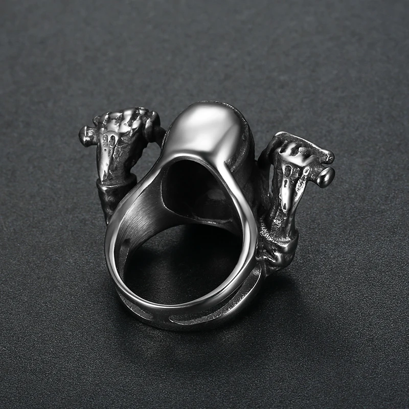 custom cheap wholesale mens stainless steel ring motorcycle biker skull ring