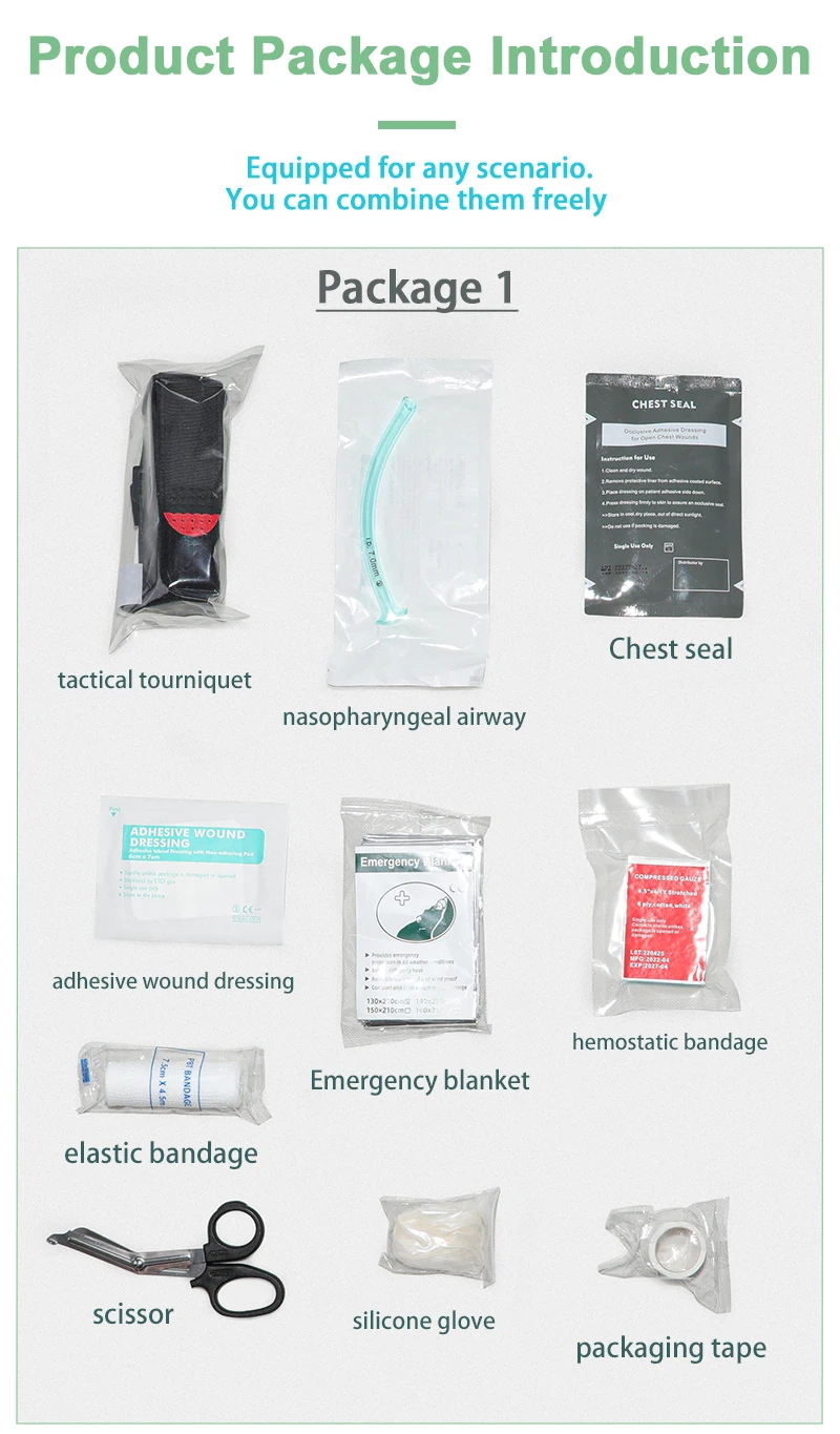 Eva Or Nylon Light Waterproof material Green with handle Zipper with pockets Outdoor First Aid Knit