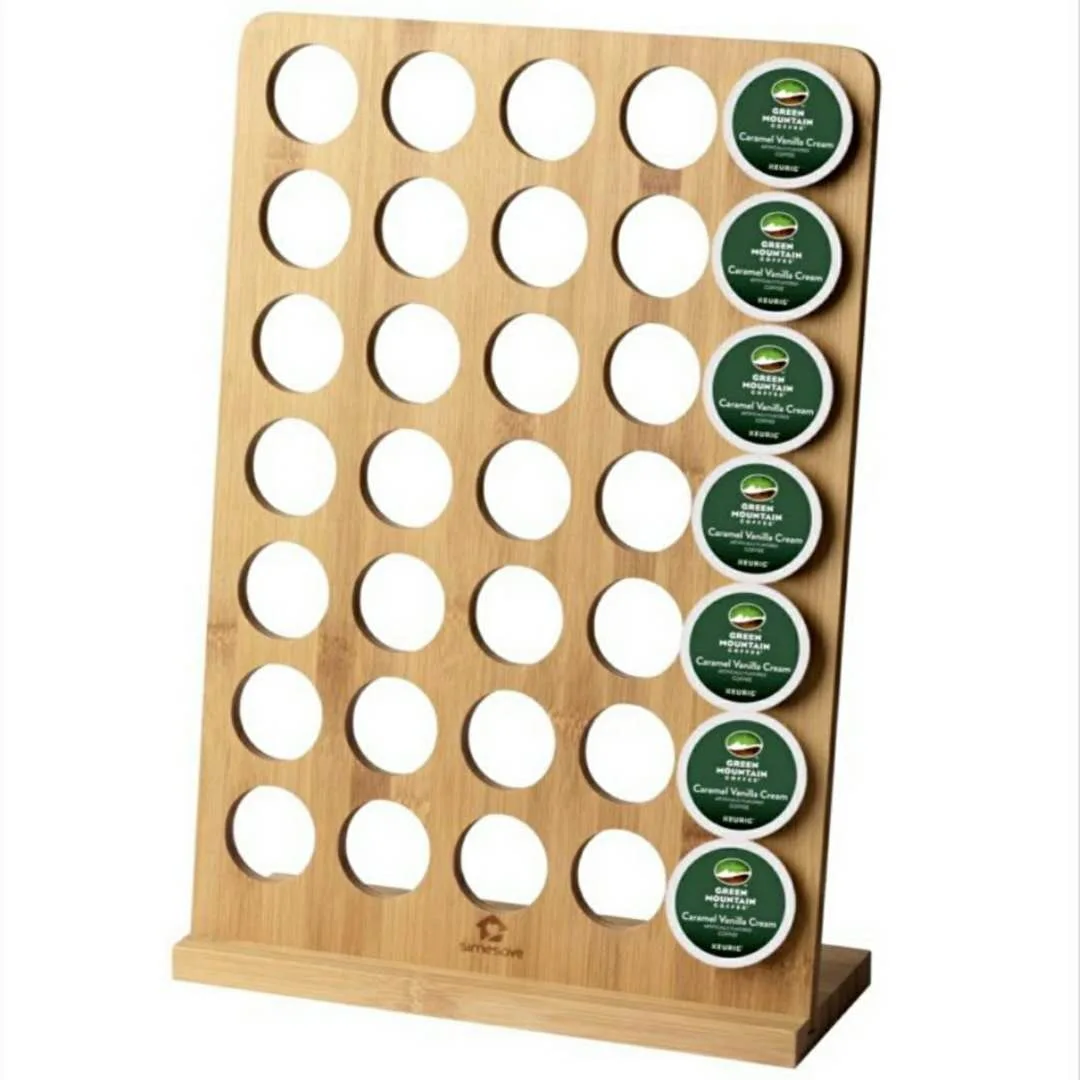Bamboo Acrylic Capsule Coffee Storage Stand 35 Grain Coffee Capsule Display Stand