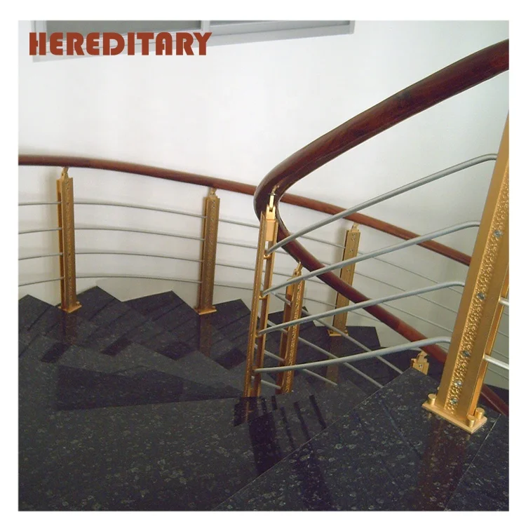decorative brass aluminum staircase balustrade / glass baluster / rod balustrade