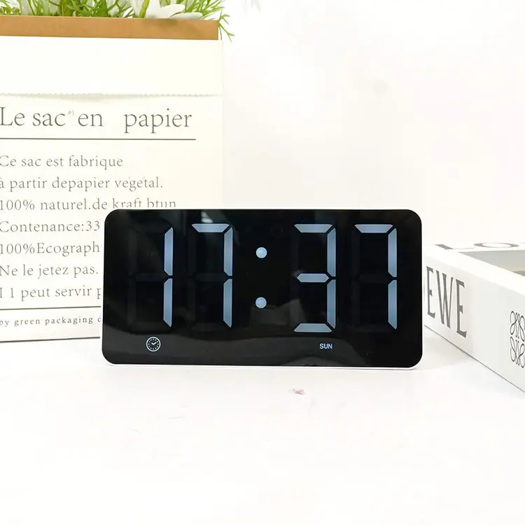 Decoration Gift LED Mirror Clock Smart Digital Alarm Clock Factory Hot Table Clocks for Home Office