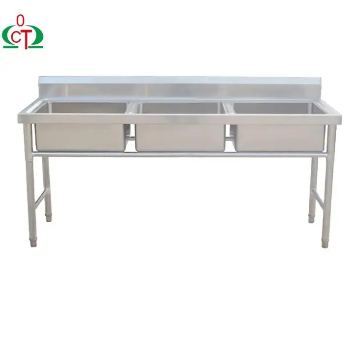 Wholesale Industrial Commercial Sinks For Hotel & Restaurant Three Tank Stainless Steel Sinks