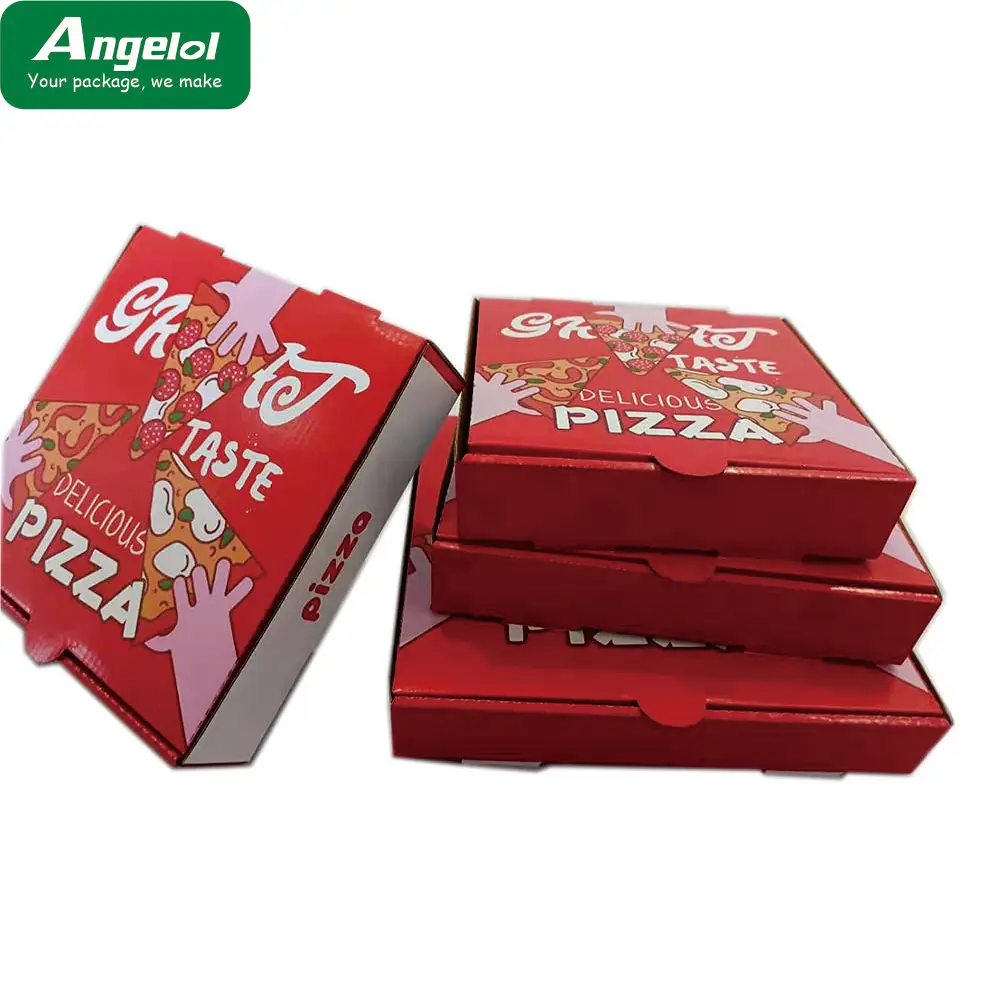 Angelol оптовая продажа упаковка из крафт-бумаги картонные коробки одноразовые гофрированные печатные бумажные для пиццы