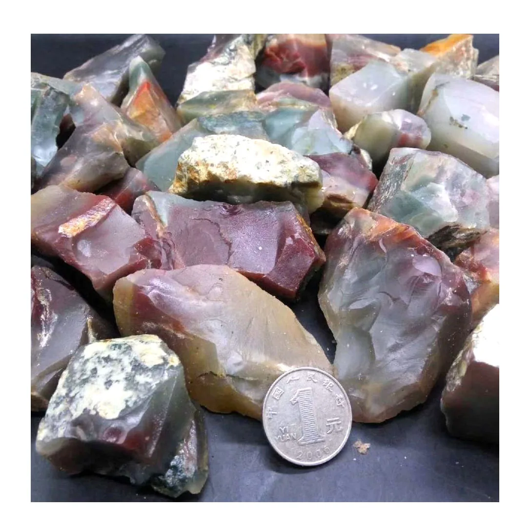 Pure natural unity purple green agate raw stone wholesale high-quality carved parts raw materials