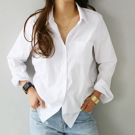 Stylish Women Long Shirt Autumn 2020 New Fashion White and Black Blouse Modern Lady Loose Long Sleeve Shirts