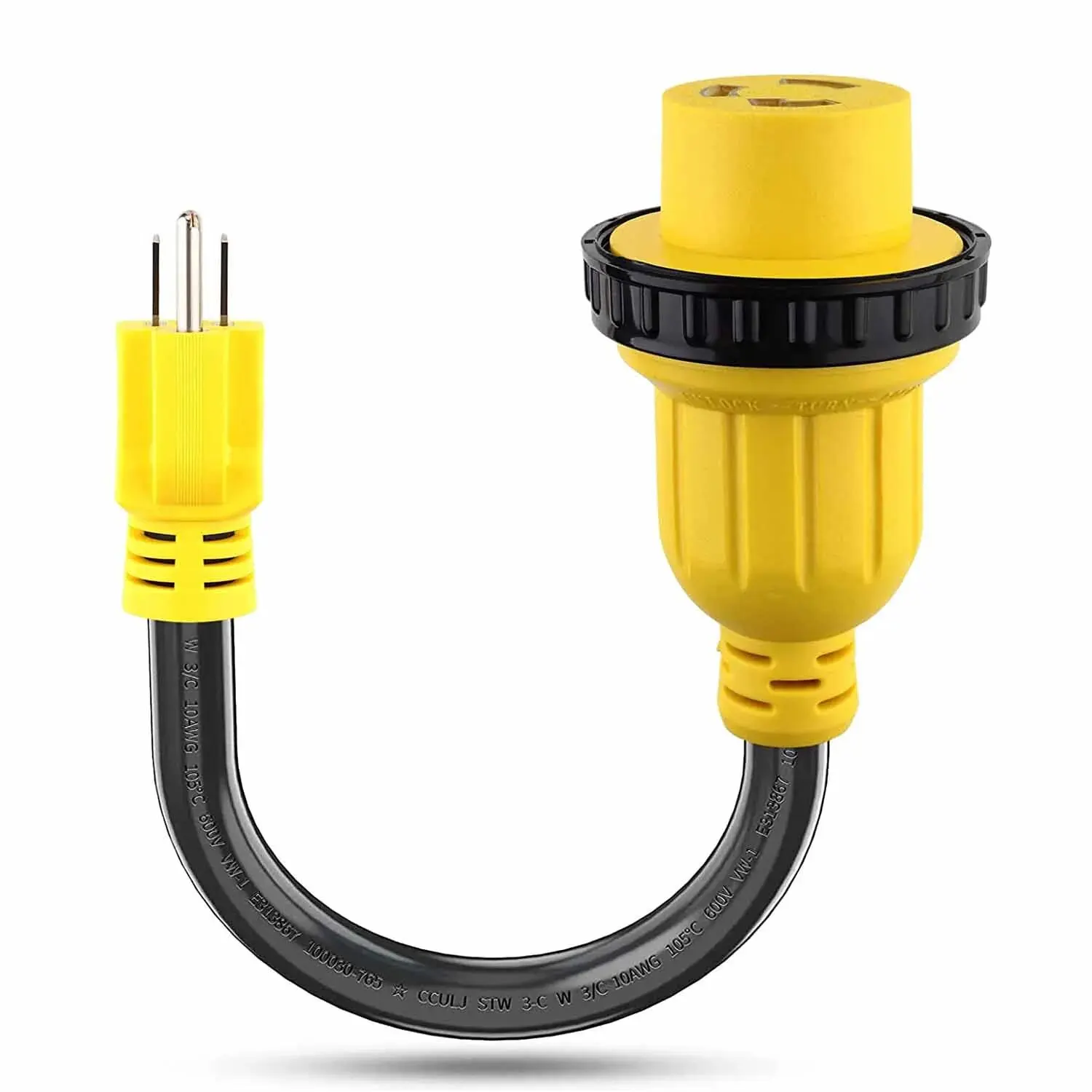 RV Pigtail Marine Shore Power Adapter Cord 30A NEMA 5-30P to NEMA 5-15R socket ,STOW 10Gauge L5-30