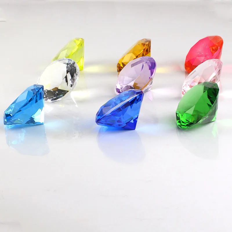 Wholesale Cheap Multicolor Glass Diamonds Paperweights 60mm 80mm 100mm Crystal Diamonds for Home Decoration