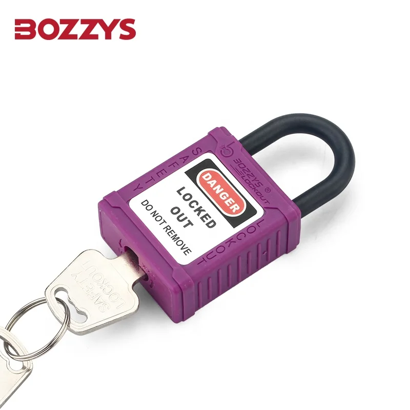 BOZZYS Nylon Purple Lockout Tagout Padlocks with 25*6.2mm Shackle for Industrial Lockout-tagout use on Conductive Areas