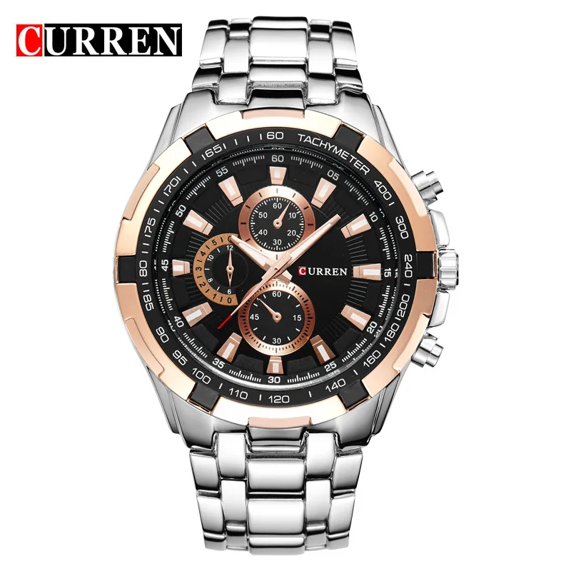 8023 Fashion Black 42MM Large Dial Chronograph with Luminous Scale Indicating Japan Quartz Movement Curren Watches Men Mature