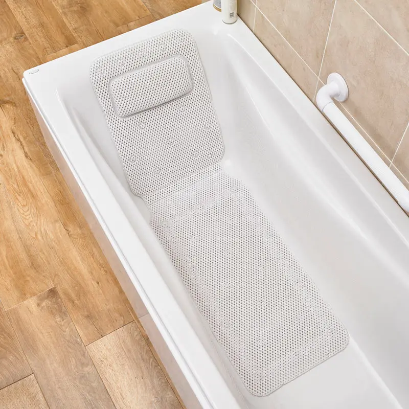 TOPFENG Non-slip Bathtub Cushion Mat Suction Cup Bath Tub Pillow SPA Pillows Neck Cushion Hangable Bathroom Accessories Drop