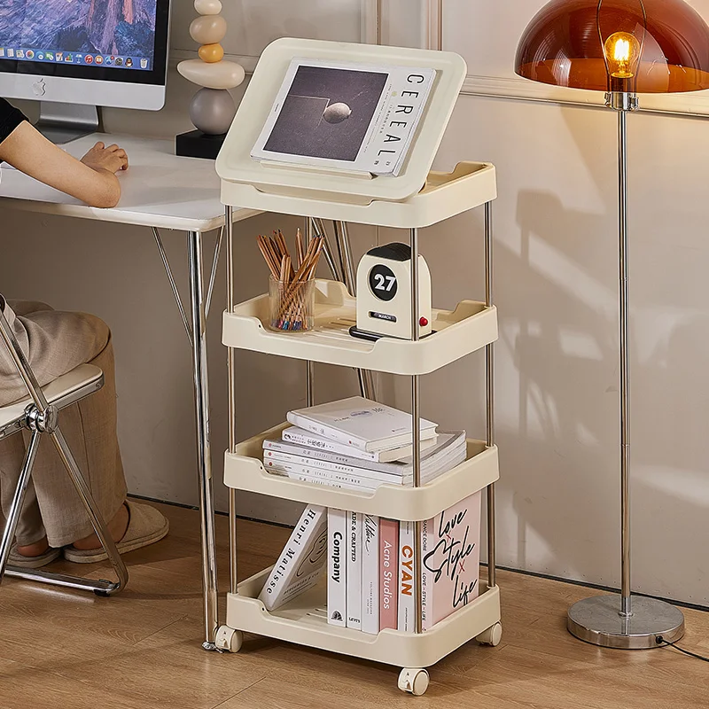 Multifunction Plastic Foldable Four Layers Household Reading Rack Bedroom Furniture for Kids Snacks Storage Shelf