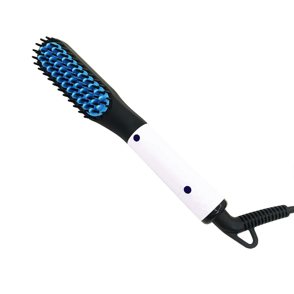 
Amazon Hot 110-240V Anti-Scald Multifunction Mini 2 In 1 Iron Ionic Men Magic Fast Styler Hair Beard Straightener Brush 