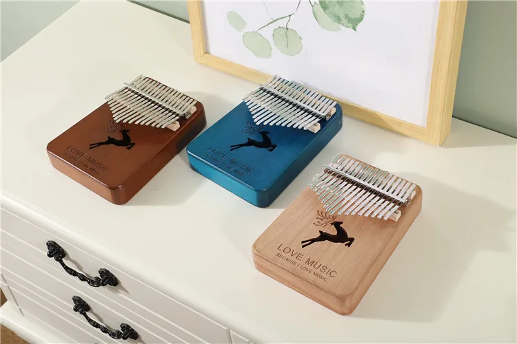 Factory Wooden Musical Instrument 17 keys Thumb Piano Handmade Thumb Piano For Beginners