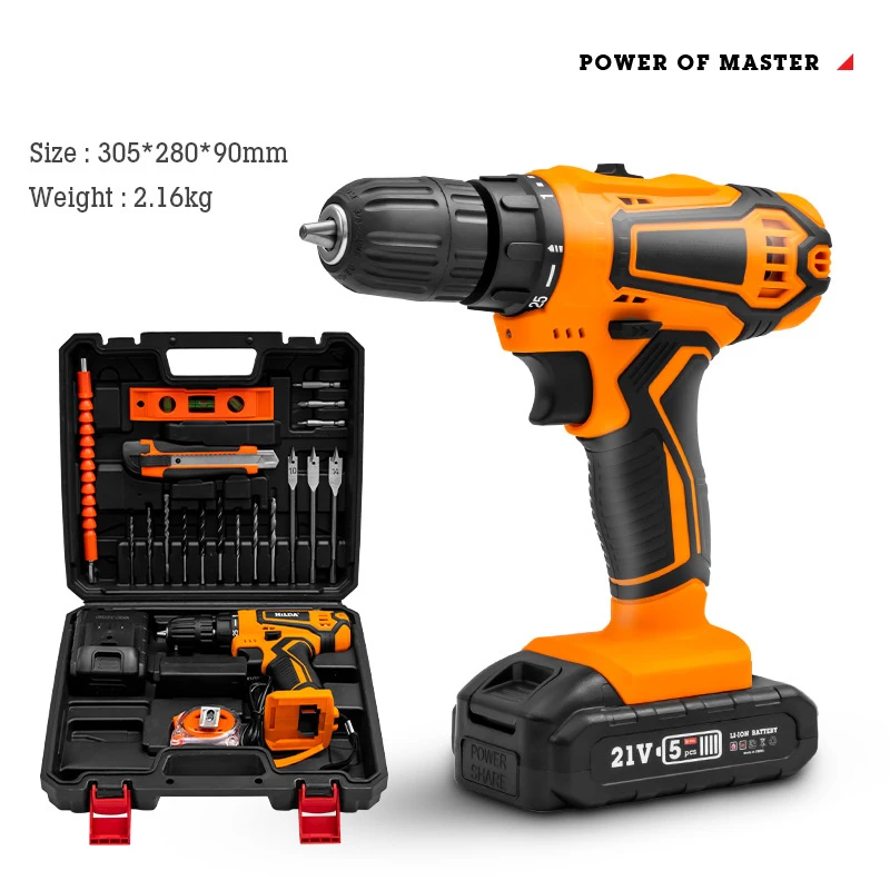 18v tool set power drill li-ion battery power cordless impact brushless electric drill
