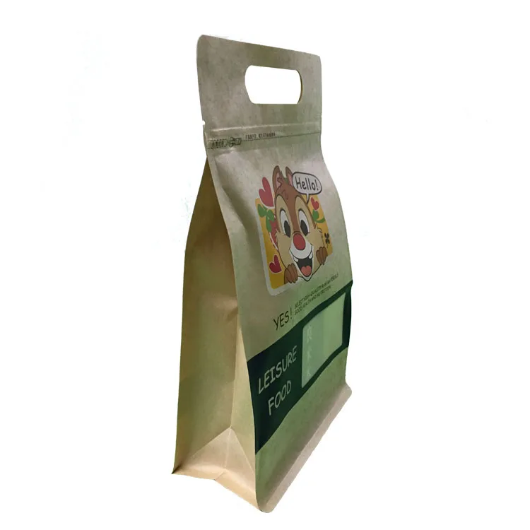 Custom Printed Food Packaging stand up flat bottom zip lock bag food pouches