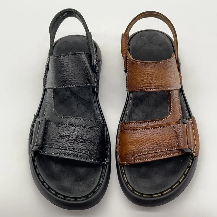 Wholesale Daily Wear Handmade Stitching Pure Leather Sandals For Men