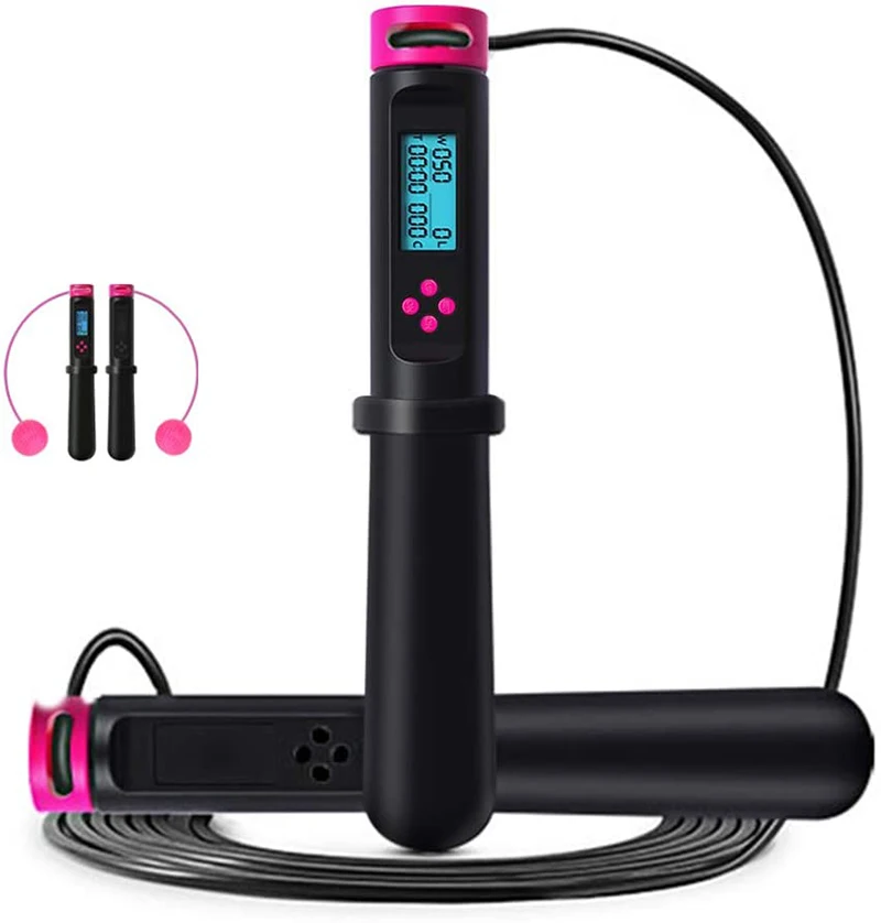 
Calorie Counter Jump Rope Digital Weighted Counting Speed Skipping Rope Adjustable Cordless Jumping Rope with Time Setting 