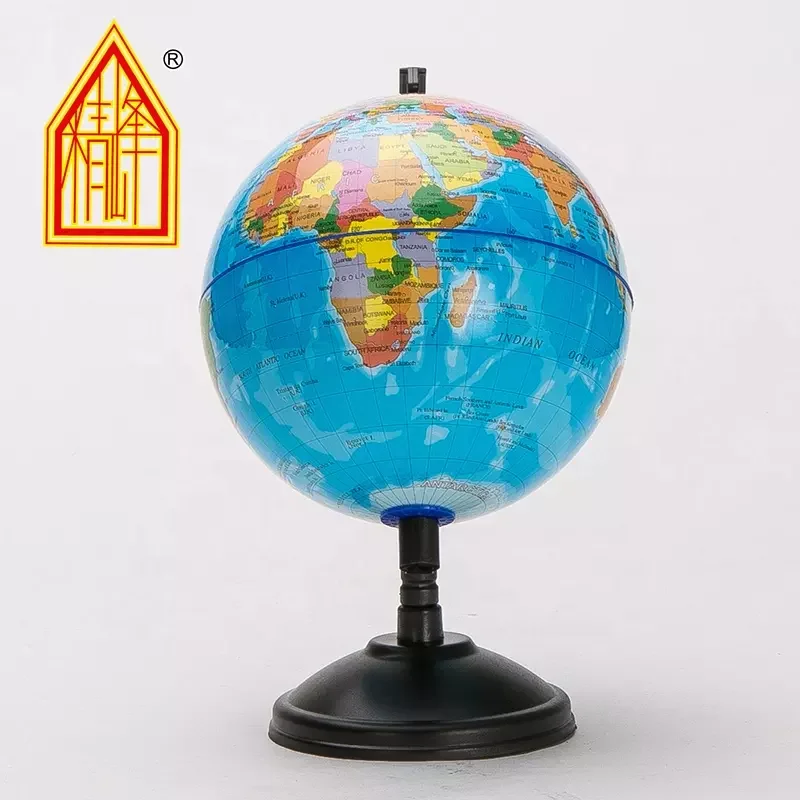Low MOQ custom white geography globe toy with black metal stand