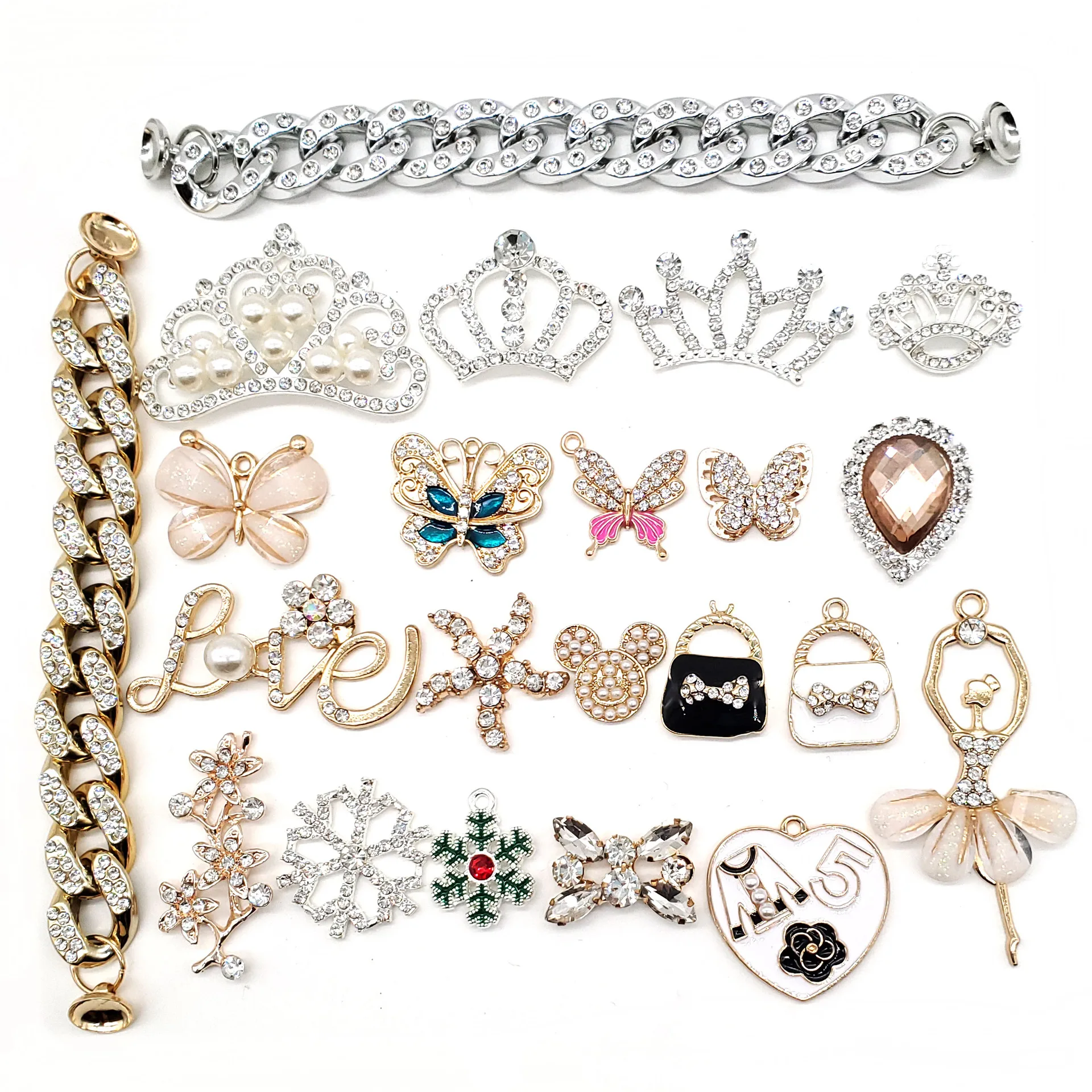 Bling Shoe Charms Gold Sliver Crown Designer Jewels Chains Decorations Accessories For Women Girl Shoe Decorations Shoe Charms