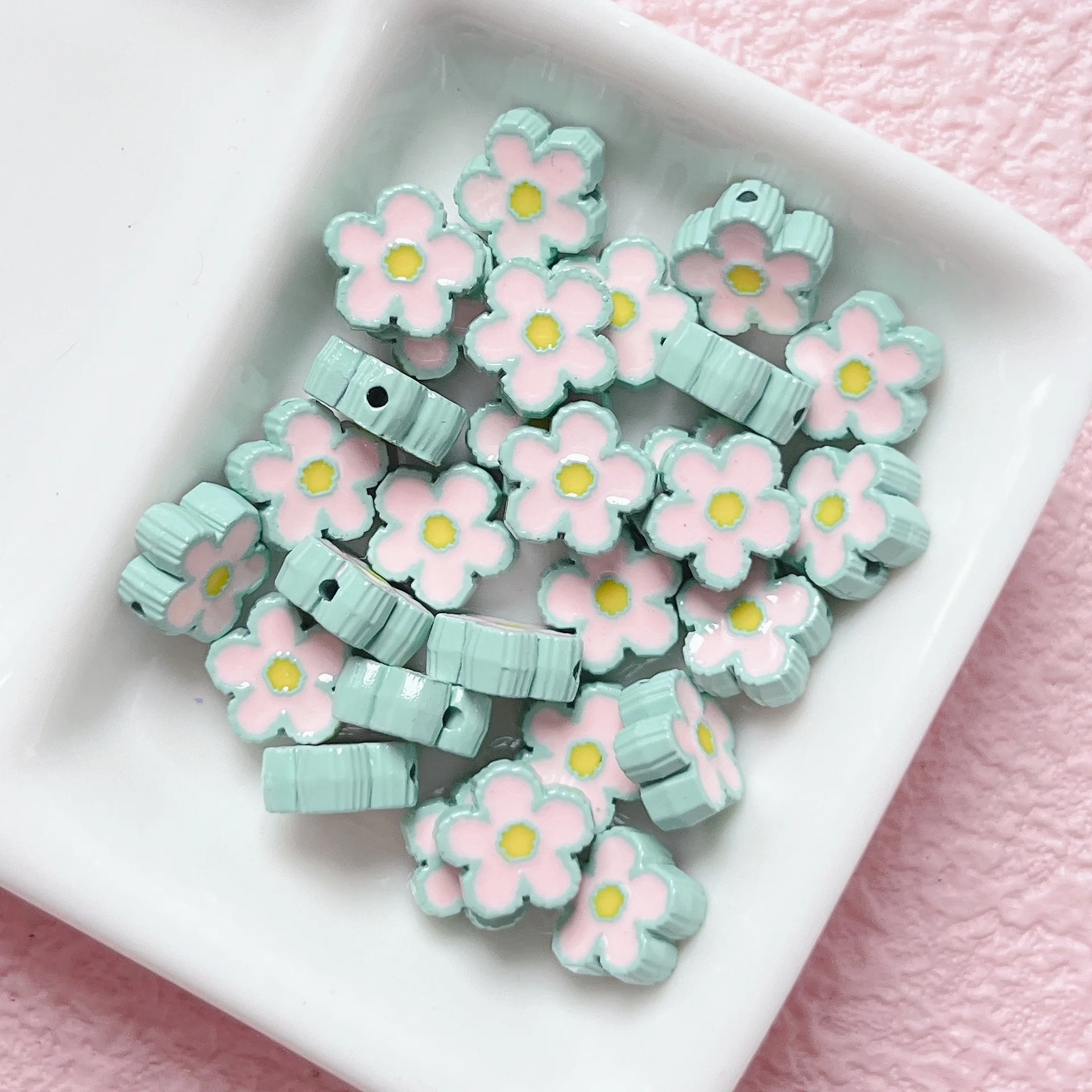 5pcs Flower Alloy Drip Oil Loose Beads Bracelet Necklace Diy Spacer Beads Accessories For Pen and Jewelry Making Wholesale