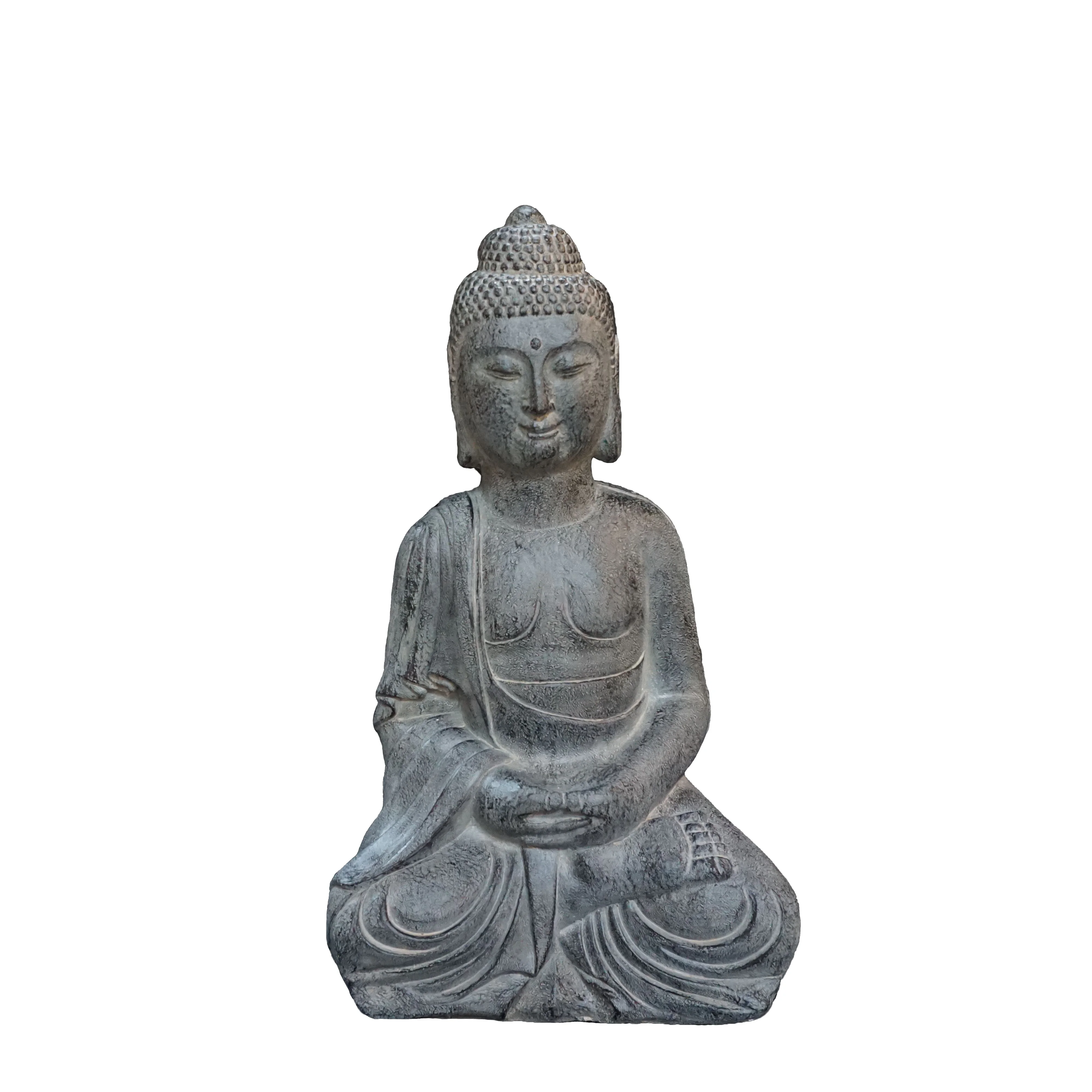 Счастливая азиатская Сидящая статуя Будды, садовая скульптура для двора, сада, патио, колода, домашний декор
