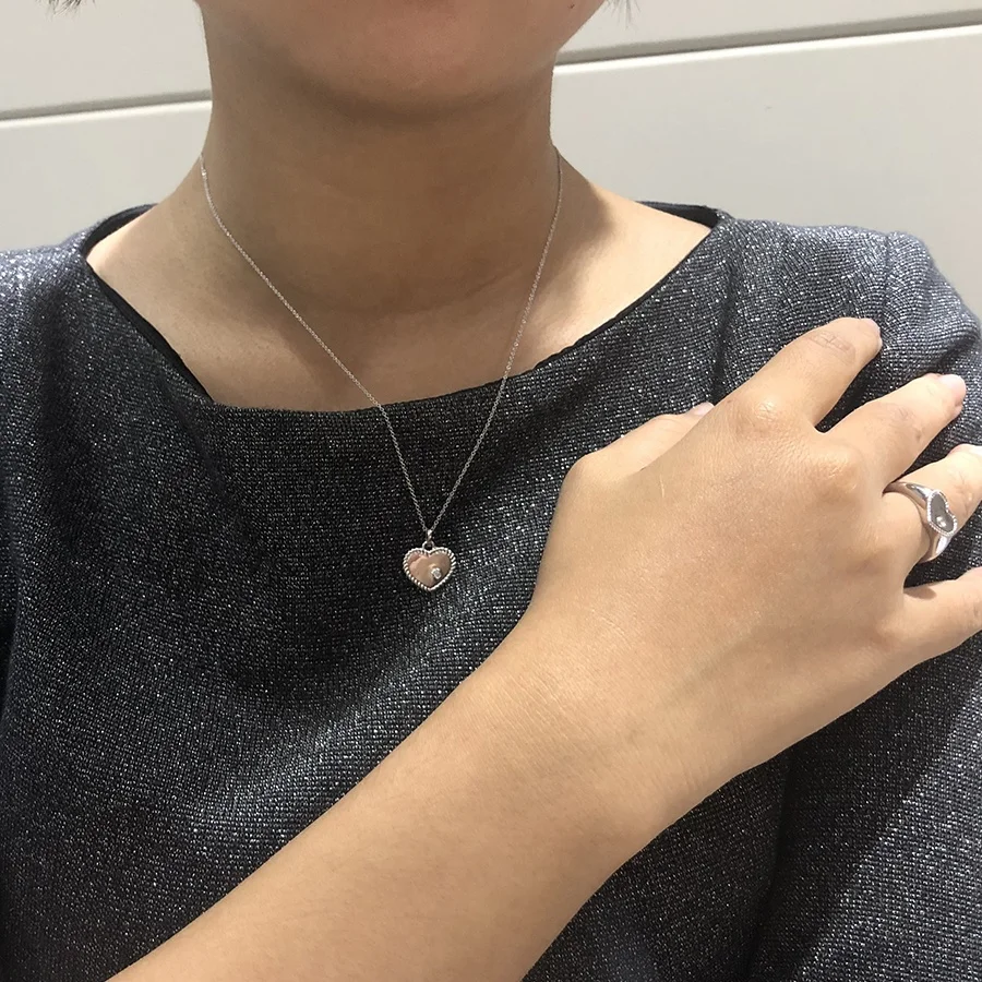 Custom Diamond CZ Pendant Jewellery  2022 Sterling Silver Twisted Edge 925 Plated Gold Heart Pendant Necklace