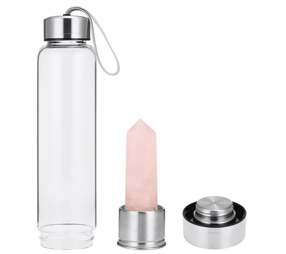 Wholesale Crystal rose Quartz Drink Bottle Crystal Infuse Water Bottle