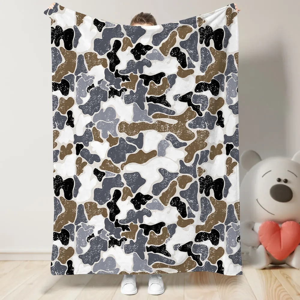 New 150 * 200 CM Flannel Distressed Camouflage Hunting Retro Camo Blanket