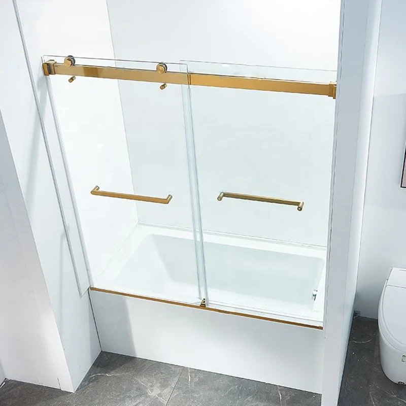 High Quality Sliding Stainless Steel Shower Screen Rail System Glass Shower Door for bath tub