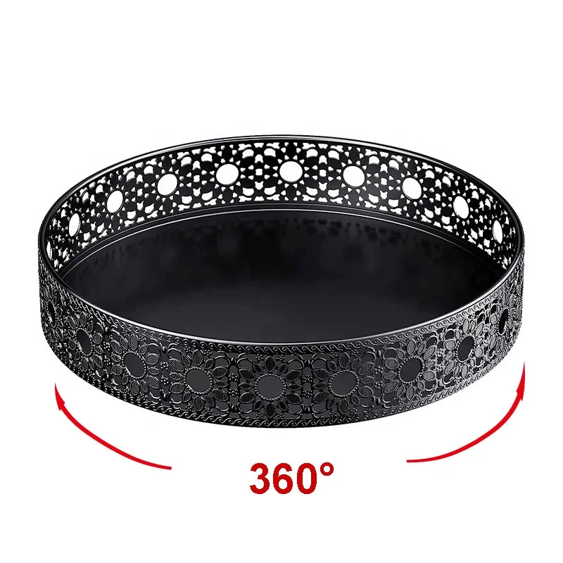 1 tier non-skid 360 degree rotating  spice rack seasoning organizer black lazy susan revolution turntable organizer for kitchen