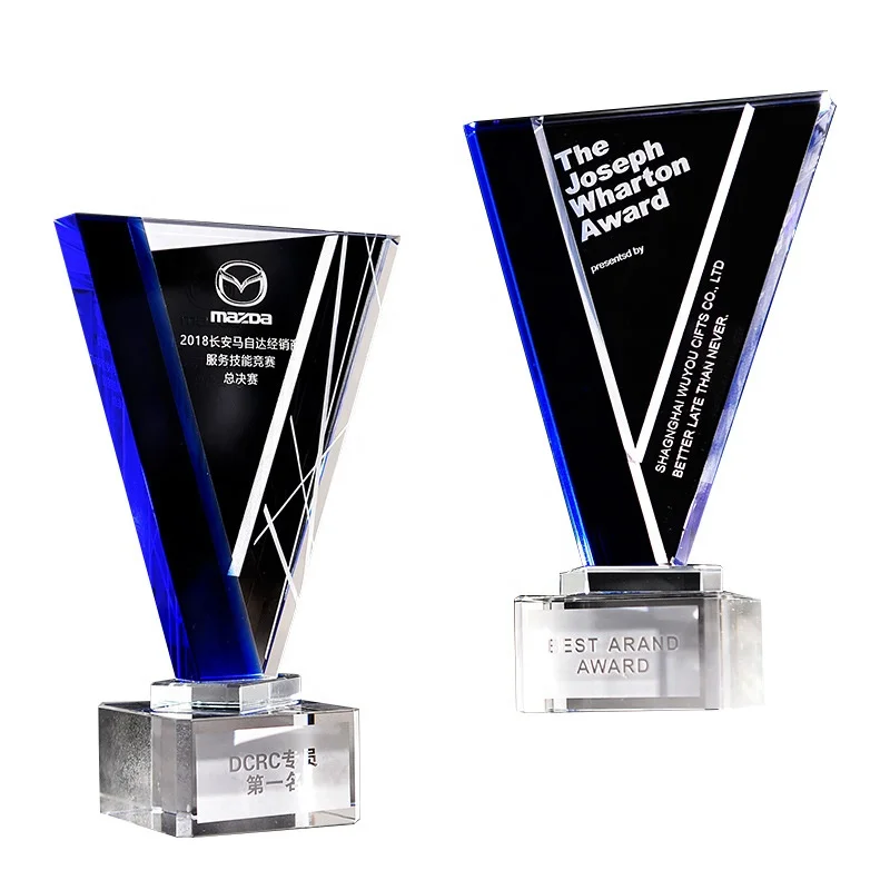Factory price crystal water drop trophy large tall crystal trophies