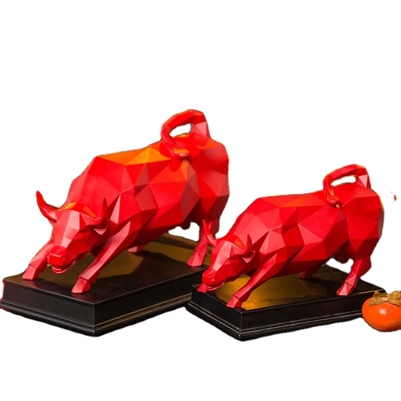 geometric resin cattle statue resin Animal figure bull sculpture office decoration