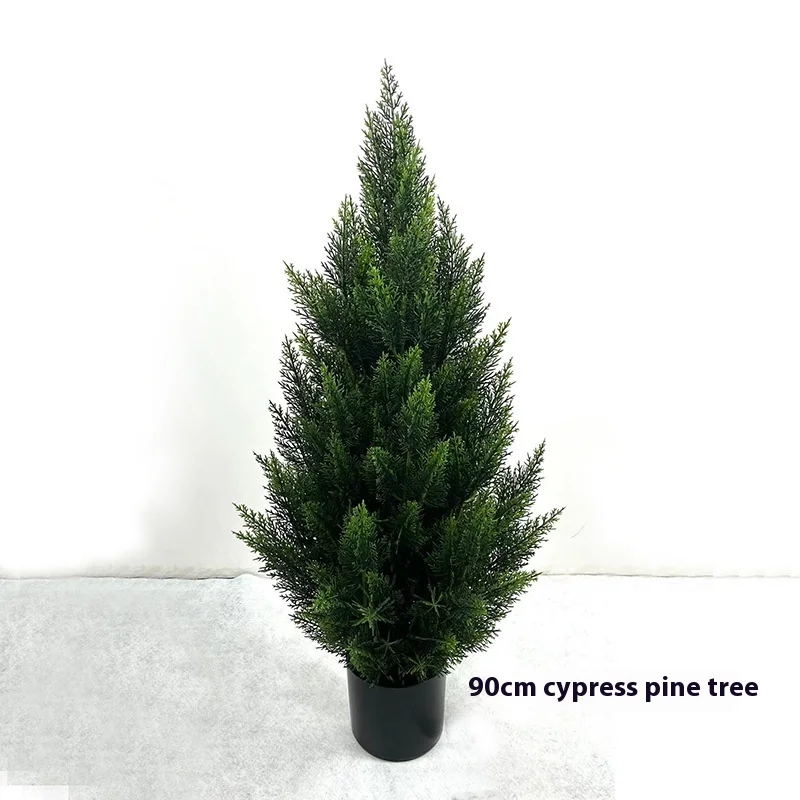 Cross-Border Removable Indoor Hotel Pine Cypress Tree Ornament Simulated Christmas Tree Ornament Potted Artificial Plant