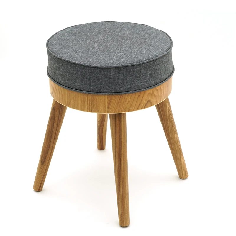 Stool Manufacturer Comfortable Four Wooden Legs Wood Customized Living Room Furniture Home Stool & Ottoman Modern Round Shaped