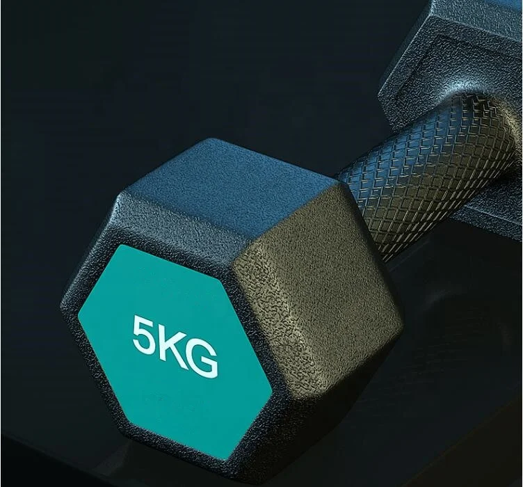 Hexagonal Plastic Sand Filled Cement Dumbbell Hex Free Weights Dumbbells for Fitness