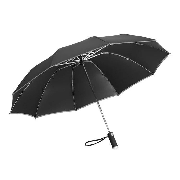 Auto Opening Close Reflect Strip Cheap Price Led 3 Folding Umbrella