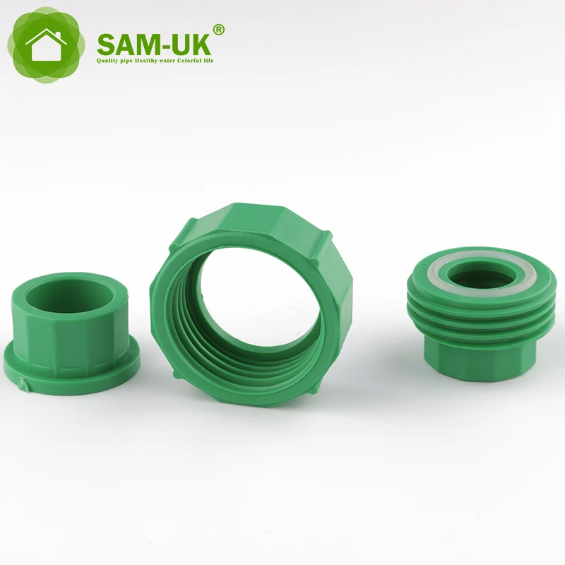 Sam-uk Production of high temperature injection can be customized ppr pipes and fittings green union pipe fitting