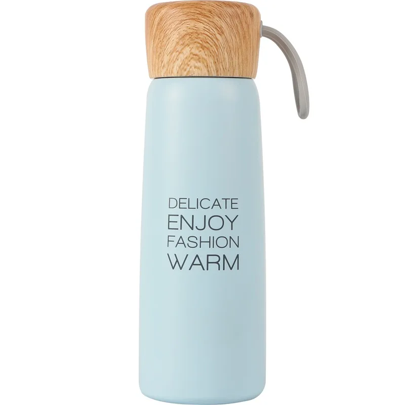 Stainless Steel colourful Vacuum Insulated Water  Cup with wood lid Double Walled Water Bottle 2022 Online hot sale