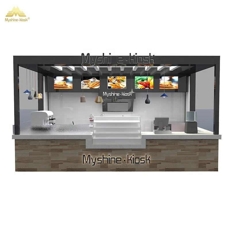 Best Selling Retail Snack Food Shop Pizza Kiosk Counter Design fast food kiosk